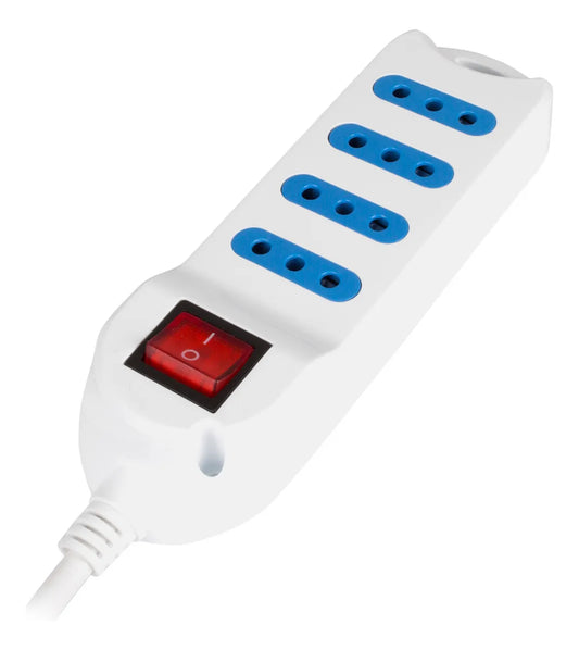 Alargador Philco XT30 6 Tomas con Interruptor - Máxima Capacidad 2500W - Cable 3 Metros - Blanco