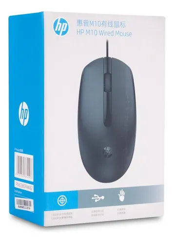 Mouse HP M10 Alámbrico - 1200 DPI - Óptico - 3 Botones - USB - Ambidiestro - Compatible con Windows, Mac y Chrome OS - Negro