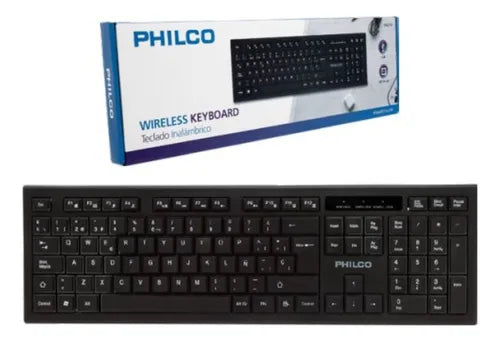 Teclado Inalámbrico Philco W601n - Tecnología 2.4GHz, 105 Teclas, Negro