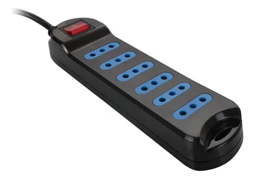 Alargador con Interruptor Philco 6 Tomas - 5 Metros - Negro - Máximo 2500W