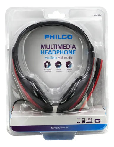 Audífono Pc para Videoconferencias Philco 408RD con Micrófono Integrado Rojo