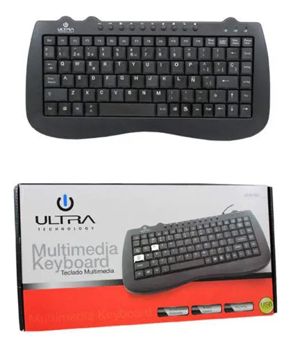 Teclado USB Compacto Ultra K115 - Diseño Español España con Teclas Multimedia - Color Negro - Plug & Play