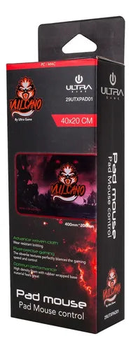 MousePad Gamer Ultra XL Vulcano - 400x200mm Superficie de Control, Base Antideslizante, Color Rojo