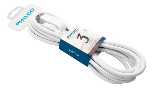 Alargador Eléctrico Philco 3 Metros - 2500W Máximo Blanco 1 toma