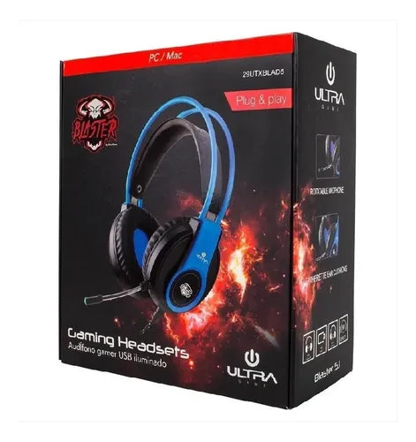 Audífono Pc Gamer Ultra Blaster 5.1 - Sonido Surround, Iluminación Micrófono Flexible, Drivers 50mm - Compatible con PC, PS4, Xbox - Color Negro