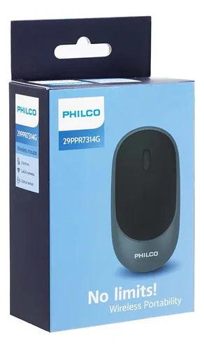 Mouse Inalámbrico Philco PPR7314 - Compacto y Silencioso, 1200 DPI, 10m Alcance, Color Gris