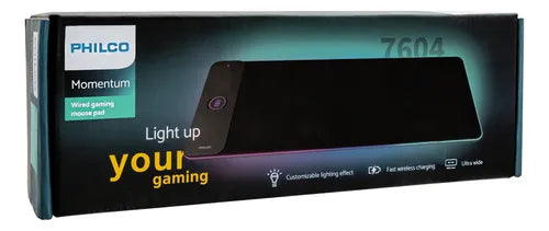 Mousepad Gamer Philco SPL7604 - XL con RGB y Carga Inalámbrica, 80x30cm, Negro