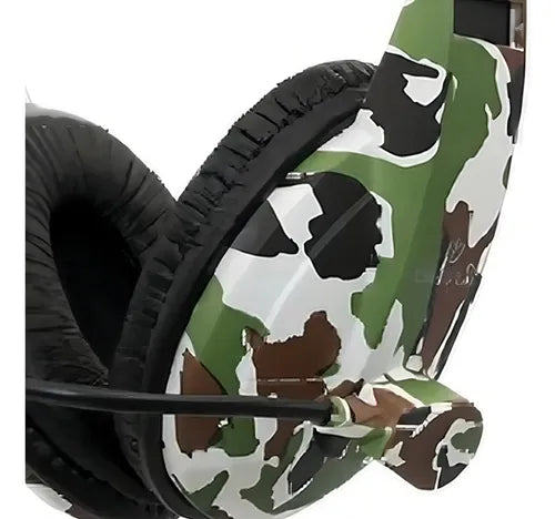 Audífonos Pc Gamer Ultra Army - Compatible con PC, PS4, Xbox, Switch - Sonido Estéreo, Control de Volumen, Diseño Camuflaje - Conexión 3.5mm