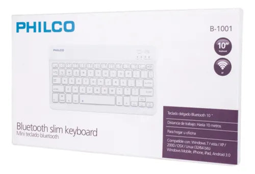 Teclado Bluetooth Philco Slim 10 - Blanco, Ultra Delgado y Portátil