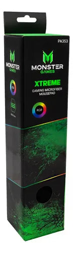 MousePad Gamer Monster Xtreme RGB XL 80x30cm Iluminación 3 Modos Base Antideslizante Conexión Micro-USB