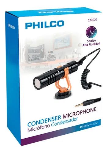 Micrófono para Cámara Philco M021 Tipo Bala - Micrófono Cardioide 3.5mm con Filtro Anti-pop