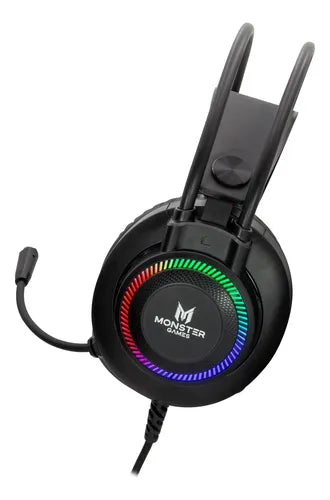 Audífonos PC Gamer Monster Throb RGB Altavoces 50mm Iluminación LED Jack+USB Micrófono Omnidireccional | Multiplataforma