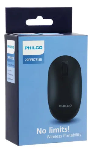 Mouse Inalámbrico Philco 7315B Negro - Diseño Ultra Delgado, Conexión 2.4G