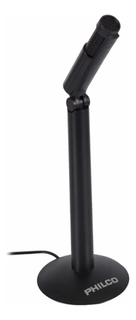 Micrófono Philco MIC-10 para PC - Conexión 3.5mm, Negro, Ideal para Videollamadas y Grabación de Voz