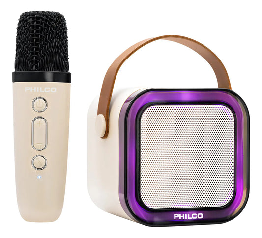 Parlante Karaoke Philco 730W TWS - Bluetooth 5.1, Micrófono Inalámbrico, Luces RGB, Radio FM, 5W de Potencia, Puerto USB-C