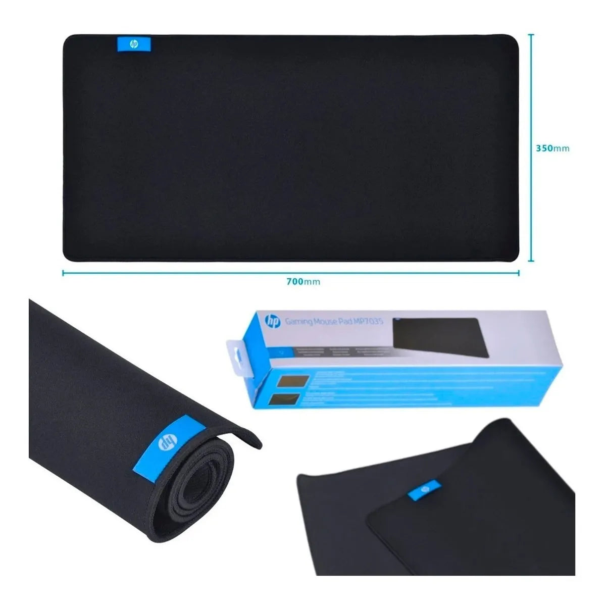 MousePad HP - Negro XL (700x350mm) - Surface Suave, Base Antideslizante para Gaming y Oficina