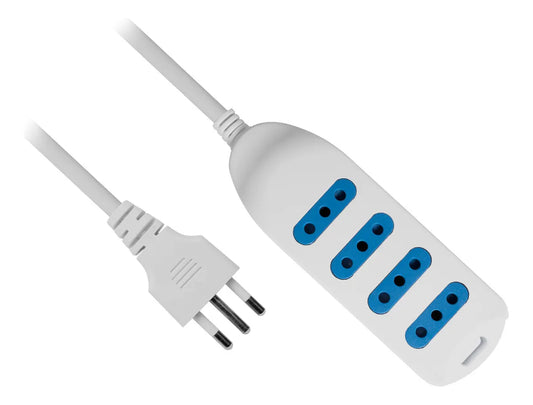 Alargador Philco 4 Tomas - Cable Extensión 5 Metros Blanco - Máxima Seguridad 1500W - Hogar/Oficina