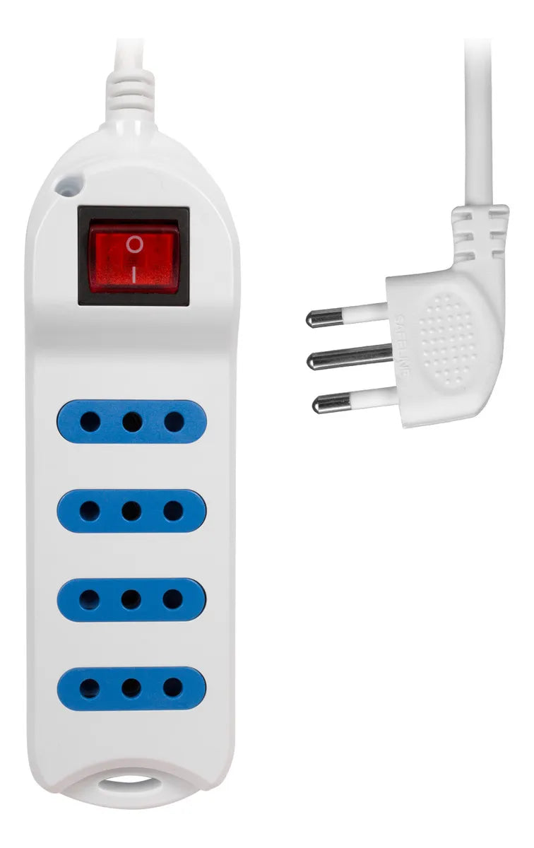 Alargador Philco XT30 con Interruptor - 4 Tomas 2500W - Cable 3 Metros Blanco - Protección Sobrecarga