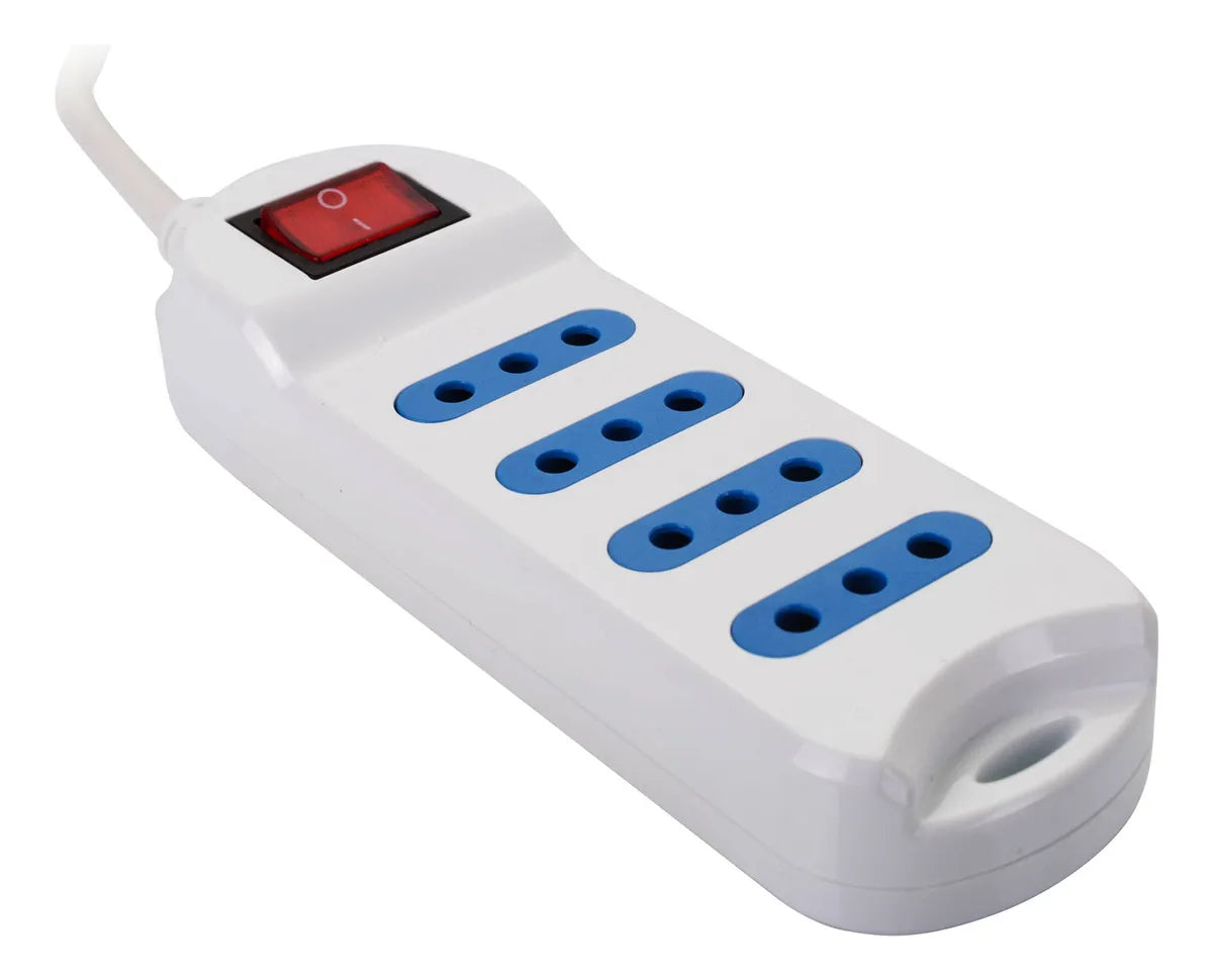 Alargador Philco XT30 con Interruptor - 4 Tomas 2500W - Cable 3 Metros Blanco - Protección Sobrecarga