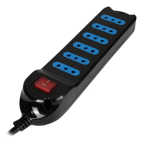 Alargador con Interruptor Philco 6 Tomas - 5 Metros - Negro - Máximo 2500W