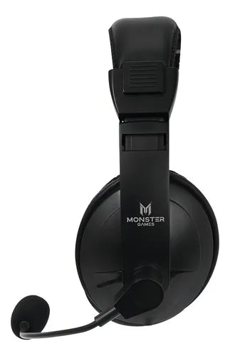 Audífonos Pc Y Consola Gamer Monster Games Loud Diáfragma 40mm Micrófono Omnidireccional Compatibilidad Universal | Color Negro