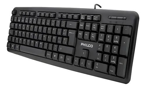 Teclado Philco K51UP Español - USB, Negro, 105 Teclas, Diseño Estándar y Duradero