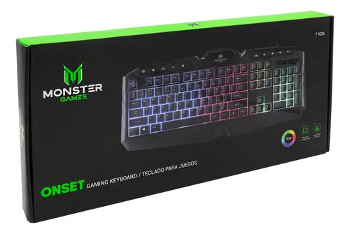 Teclado Gamer Monster Onset T1026 RGB Español 105 Teclas + 10 Multimedia Membrana Color Negro