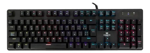 Teclado Mecánico Gamer Monster Strategy RGB 104 Teclas Español 9 Modos de Iluminación 26 Teclas Anti-Ghosting