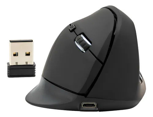 Mouse Vertical Ergonómico Philco 6B Inalámbrico - 1600 DPI Ajustable, Recargable, 6 Botones, Negro