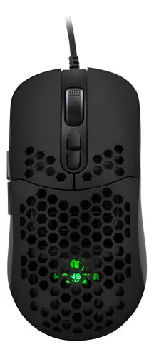 Mouse Gamer Ultraligero Honeycomb Monster 6400 DPI 75g RGB Cable Trenzado 1.5m Negro