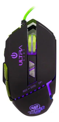 Mouse Gamer X16 Ultra Technology - Sensor 3200 DPI Ajustable, Cable Blindado, Diseño Metálico con Retroiluminación RGB - Color Negro