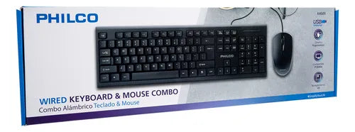 Kit Combo Teclado y Mouse Philco K4500 - Negro, Ergonomía y Durabilidad