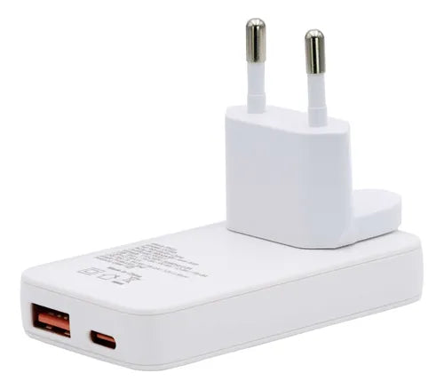 Cargador Celular Ultra Plano Philco 45W Dual Puerto USB-C + USB-A - Incluye Cable Tipo-C Blanco