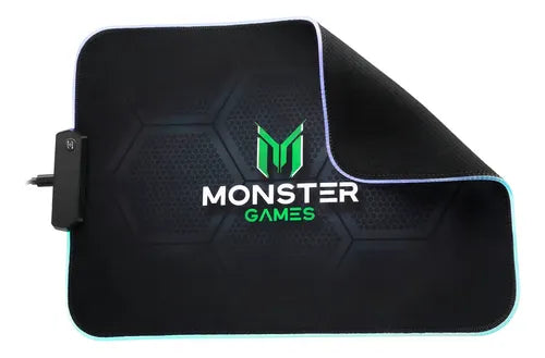 MousePad Gamer Monster PA351 Speed 35x25cm  Iluminación RGB 3 Modos Base Antideslizante Conexión Micro-USB