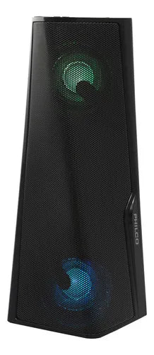 Parlante Philco Torre Portátil TWS - Bluetooth 5.0, Luces RGB, Radio FM, 4 Horas de Autonomía, Negro