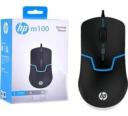 Mouse Gamer HP Gaming M100 - Óptico Alámbrico, 4 Botones, Control DPI (1000-1600), Negro