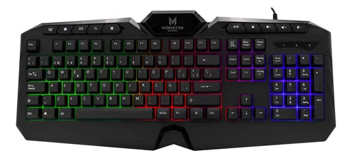 Teclado Gamer Monster Onset T1026 RGB Español 105 Teclas + 10 Multimedia Membrana Color Negro