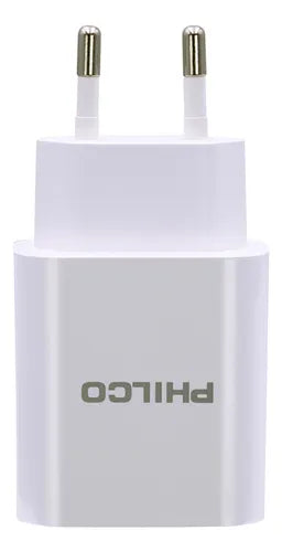 Cargador Celular de Pared Philco QC 3.0 20W - Puerto USB-C  Carga Rápida Inteligente - Blanco