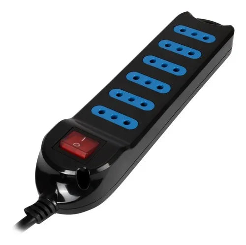 Alargador Philco XT30 6 Tomas con Interruptor - Máxima Capacidad 2500W - Cable 3 Metros  Negro