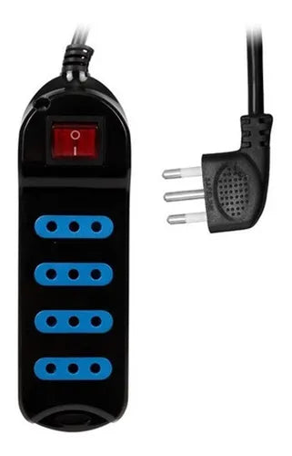 Alargador Philco XT30 con Interruptor - 4 Tomas 2500W - Cable 3 Metros Negro - Protección Sobrecarga