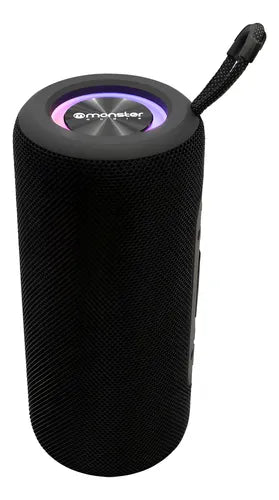 Parlante Bluetooth Monster P468 con Luces LED Negro Sonido 10W, TWS y Radio FM Batería 1200mAh