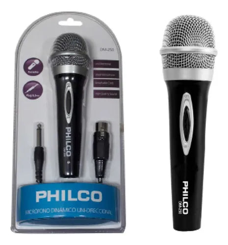 Micrófono Audio Dinámico Unidireccional Philco PR-212 con Cable - Ideal para Karaoke, Podcast y Presentaciones
