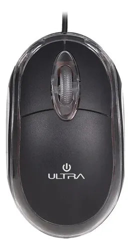 Mouse Óptico USB Ultra 1200 DPI Ajustable Compatible con Windows, macOS y Linux - Diseño Negro Translúcido
