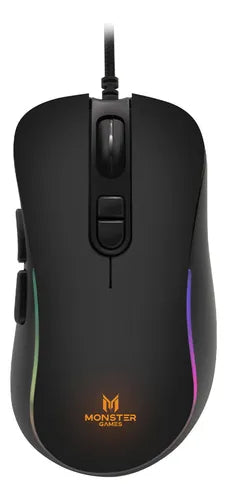 Mouse Gamer Monster Bold FPS 8000 DPI RGB Ajustable 6 Botones Cable Trenzado 1.5m