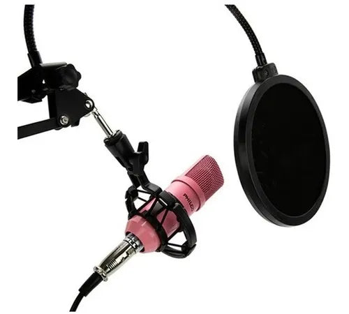 Kit Micrófono Pc Streaming Philco Rosa Profesional - Micrófono Condensador USB con Accesorios