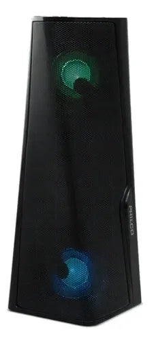 Parlante Philco Torre Portátil TWS - Bluetooth 5.0, Luces RGB, Radio FM, 4 Horas de Autonomía, Negro