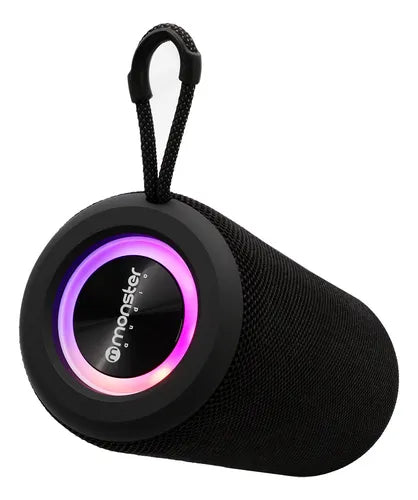 Parlante Bluetooth Monster P468 con Luces LED Negro Sonido 10W, TWS y Radio FM Batería 1200mAh