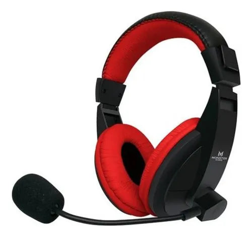 Audífonos Pc Y Consola  Gamer Monster Games Loud 550 Color Rojo Multiplataforma Sonido Surround Micrófono Omnidireccional