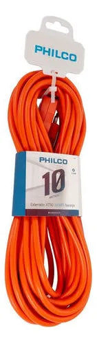 Alargador Eléctrico Philco 10 Metros Naranja - Extensión de Alta Resistencia 2500W - Cable Calibre 1.0mm² para Exteriores y Taller