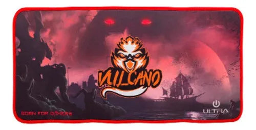 MousePad Gamer Ultra XL Vulcano - 400x200mm Superficie de Control, Base Antideslizante, Color Rojo